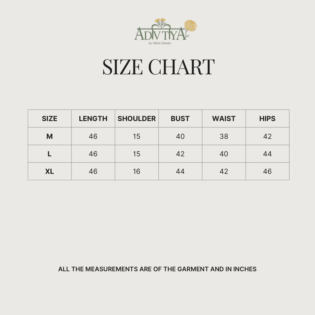 Size chart for Kuhu